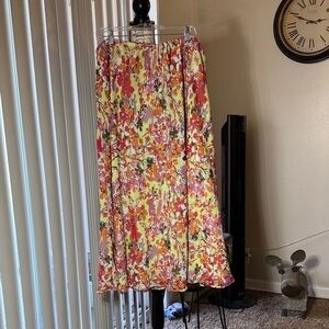Lane Bryant Yellow Floral Midi Skirt